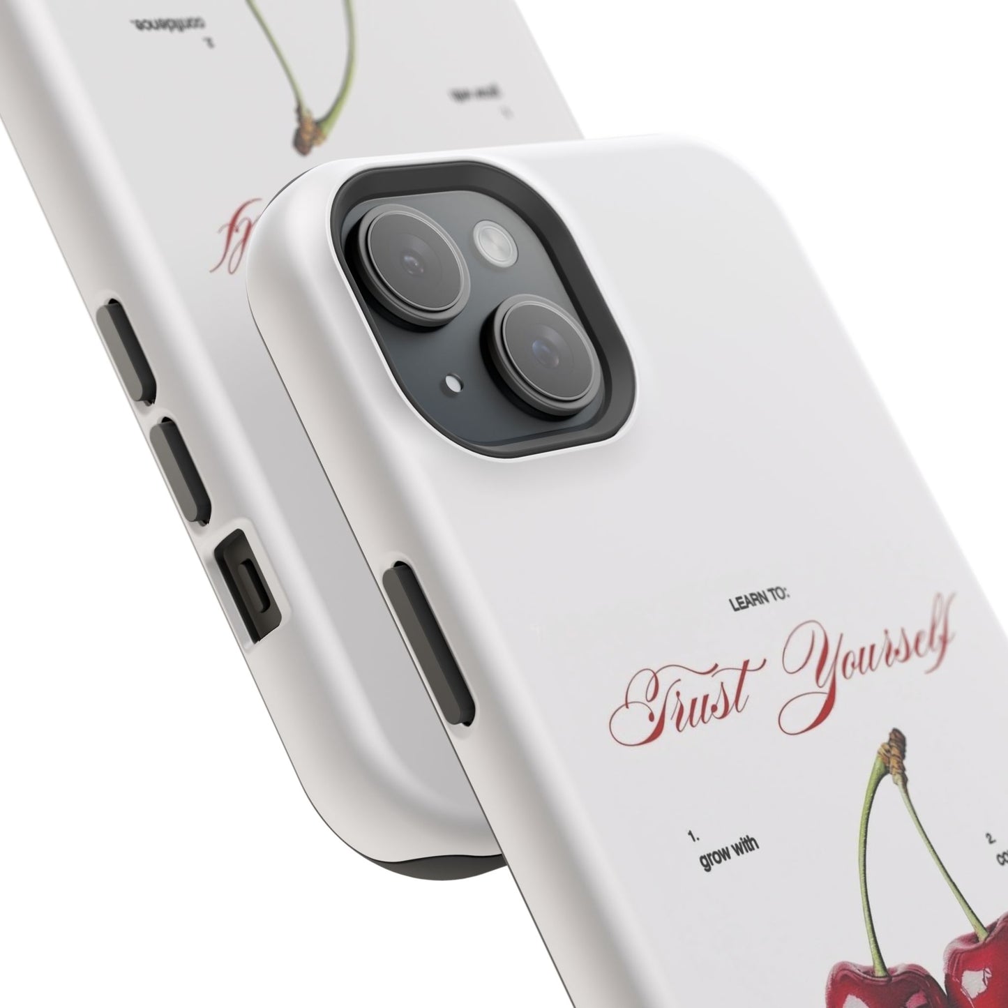 Magnetic IPhone Cases, Motivational Cherry Graphic, Fashionable Feminine Gift Idea, Durable Impact-Resistant, Fashion Accessory,
