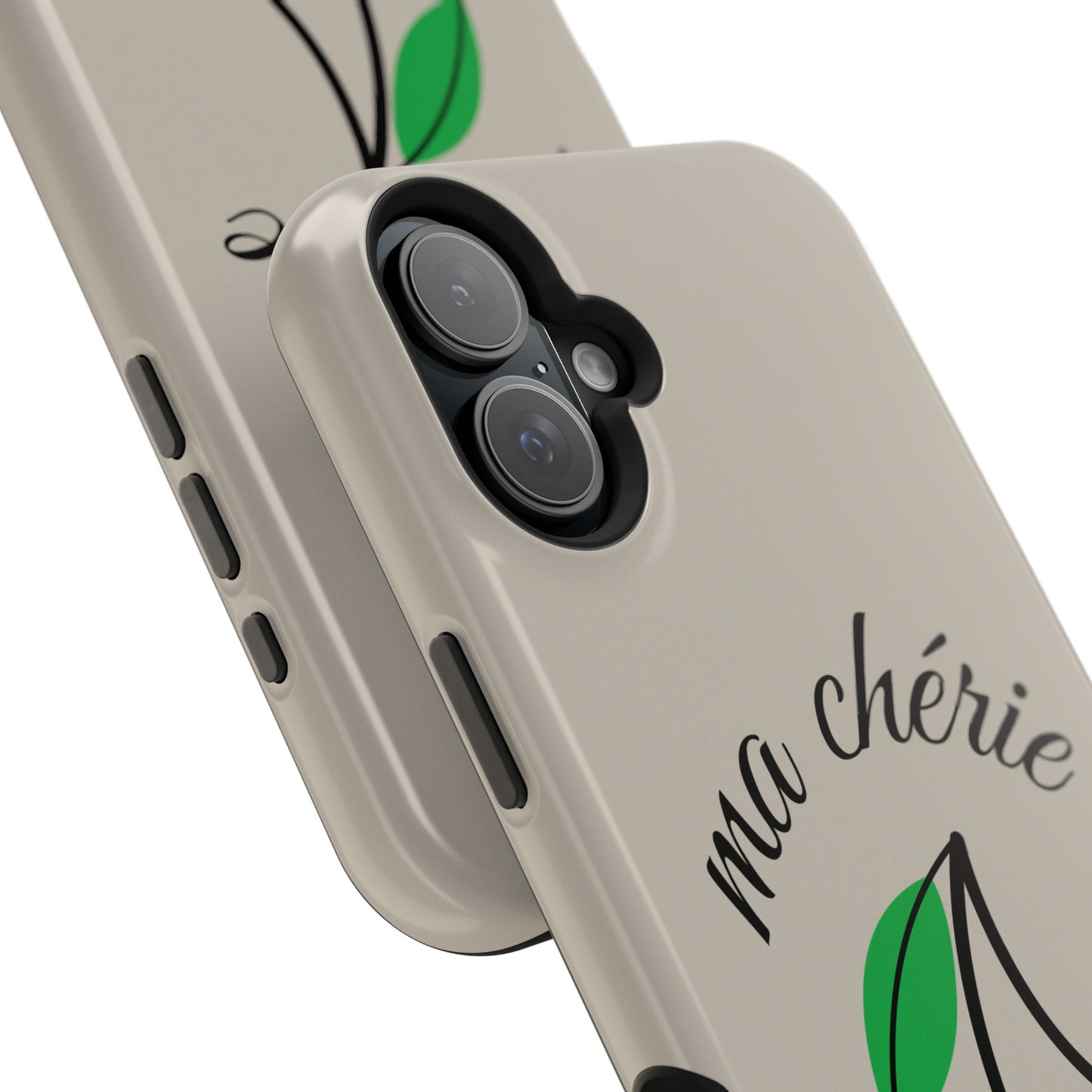 Magnetic IPhone Cases, Cute Cherry Graphic French Inspired, Fashionable Feminine Gift Idea, Durable Impact-Resistant, Fashion Accessory,