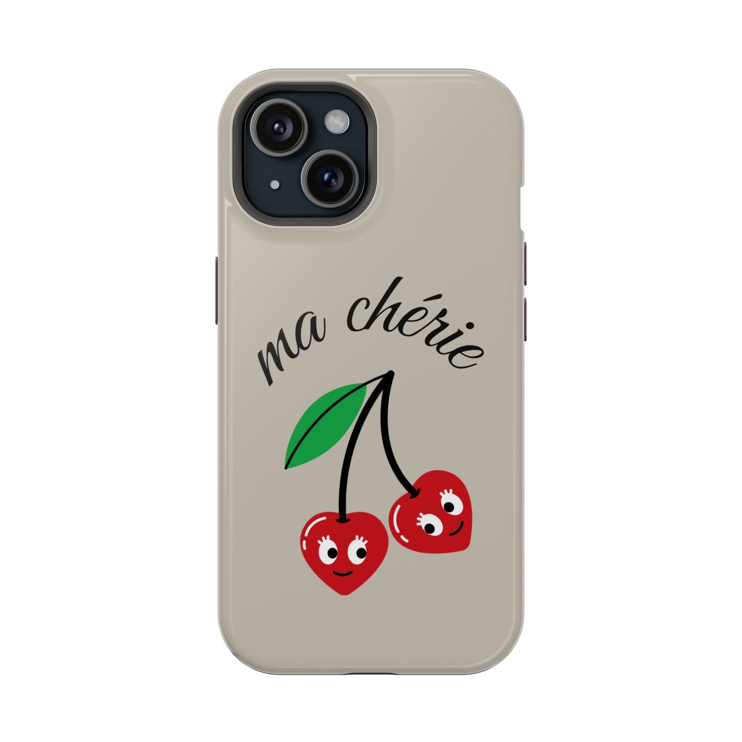 Magnetic IPhone Cases, Cute Cherry Graphic French Inspired, Fashionable Feminine Gift Idea, Durable Impact-Resistant, Fashion Accessory,