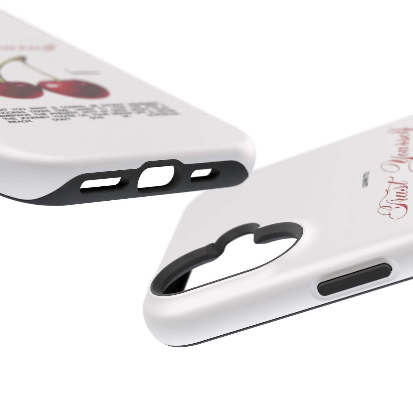 Magnetic IPhone Cases, Motivational Cherry Graphic, Fashionable Feminine Gift Idea, Durable Impact-Resistant, Fashion Accessory,