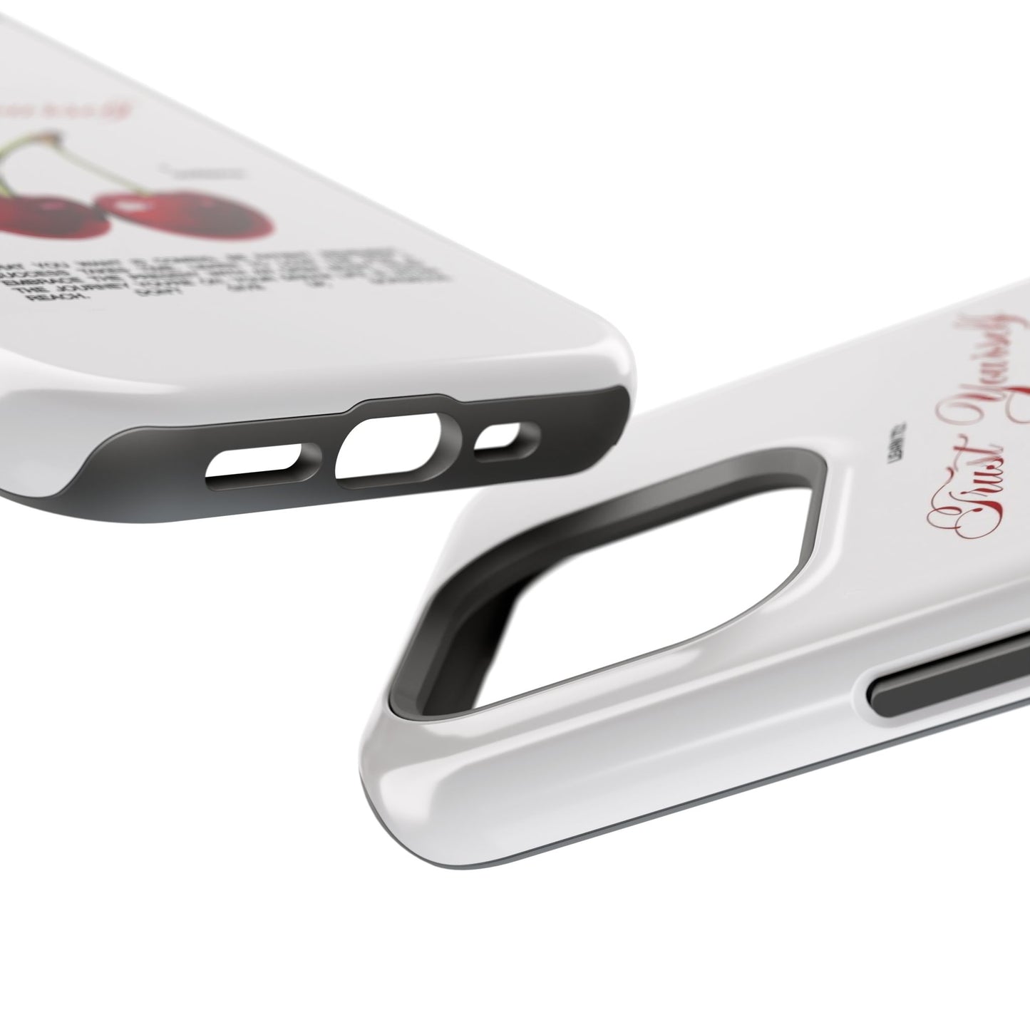 Magnetic IPhone Cases, Motivational Cherry Graphic, Fashionable Feminine Gift Idea, Durable Impact-Resistant, Fashion Accessory,