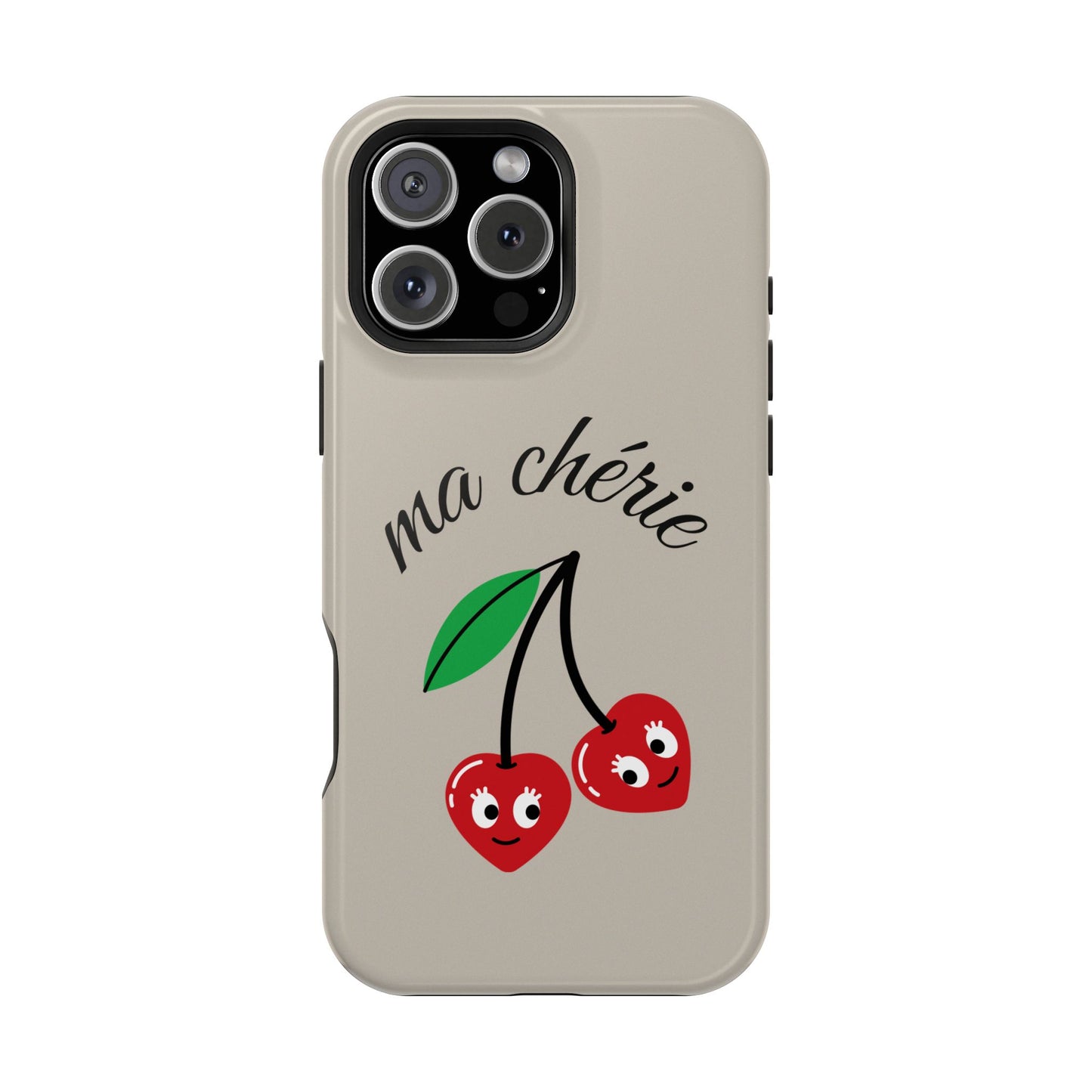 Magnetic IPhone Cases, Cute Cherry Graphic French Inspired, Fashionable Feminine Gift Idea, Durable Impact-Resistant, Fashion Accessory,