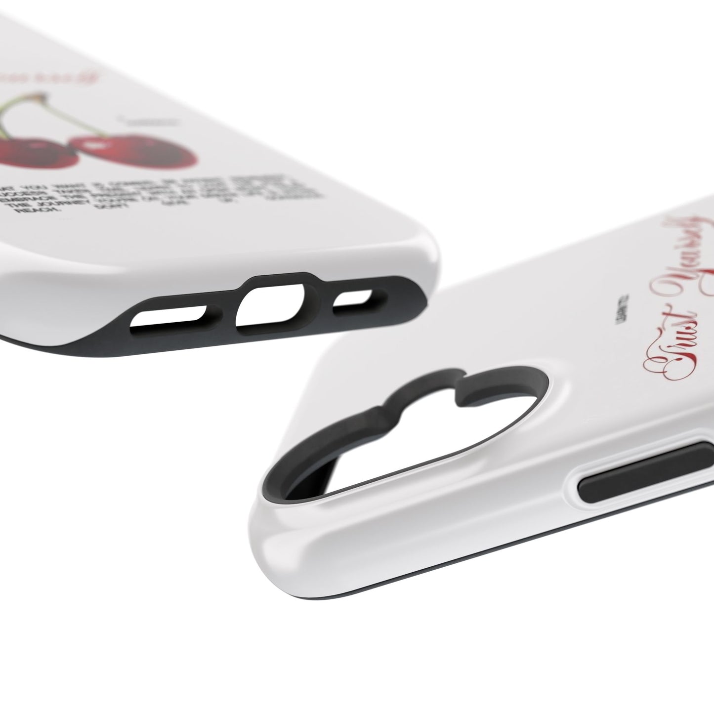 Magnetic IPhone Cases, Motivational Cherry Graphic, Fashionable Feminine Gift Idea, Durable Impact-Resistant, Fashion Accessory,