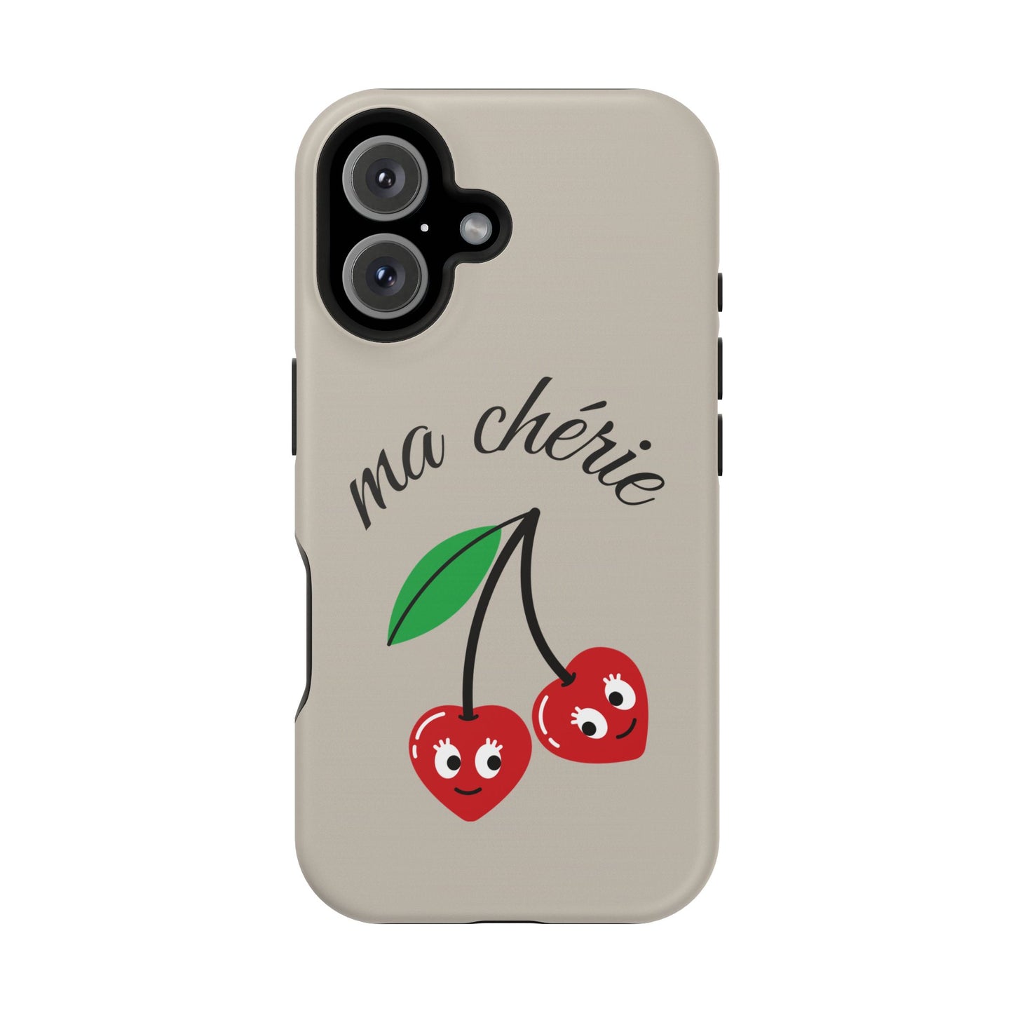 Magnetic IPhone Cases, Cute Cherry Graphic French Inspired, Fashionable Feminine Gift Idea, Durable Impact-Resistant, Fashion Accessory,
