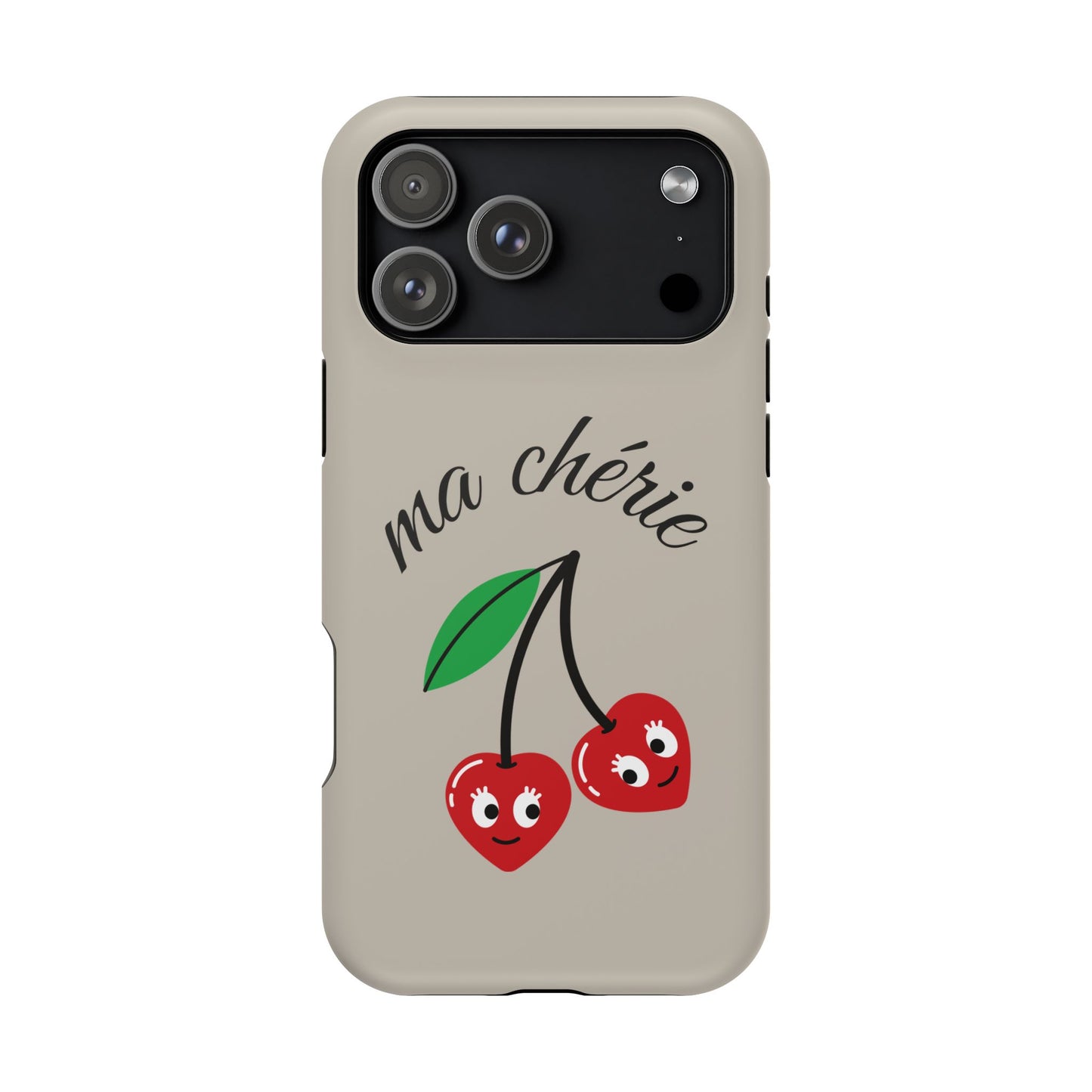 Magnetic IPhone Cases, Cute Cherry Graphic French Inspired, Fashionable Feminine Gift Idea, Durable Impact-Resistant, Fashion Accessory,