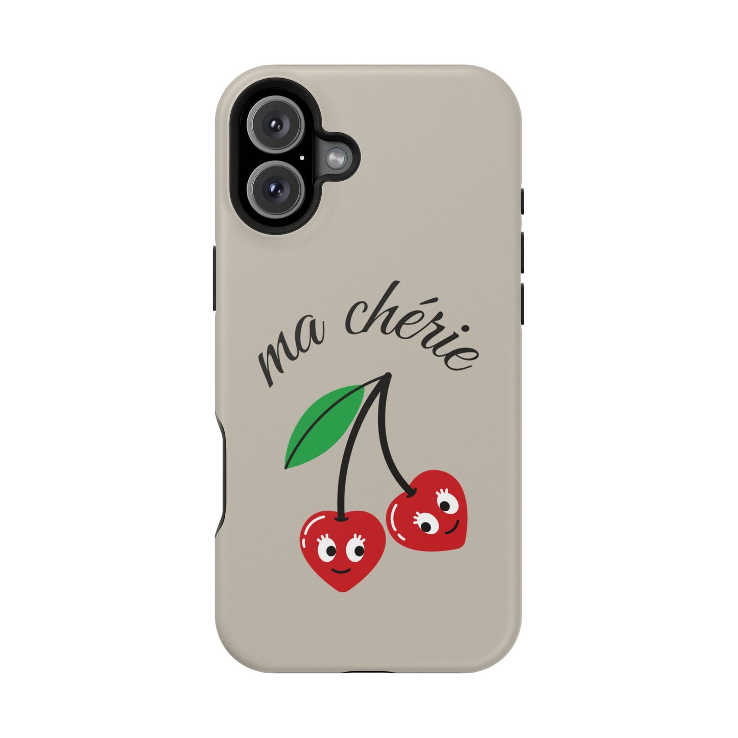 Magnetic IPhone Cases, Cute Cherry Graphic French Inspired, Fashionable Feminine Gift Idea, Durable Impact-Resistant, Fashion Accessory,