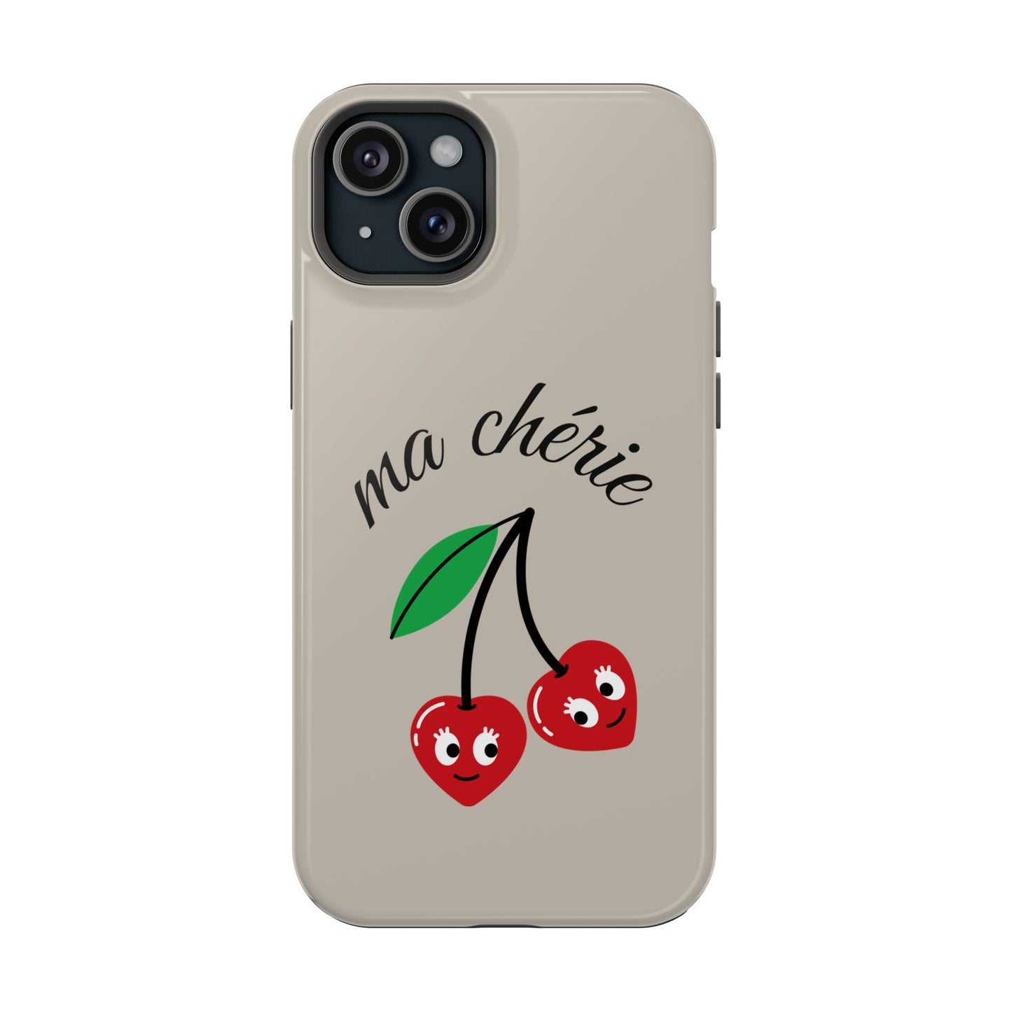 Magnetic IPhone Cases, Cute Cherry Graphic French Inspired, Fashionable Feminine Gift Idea, Durable Impact-Resistant, Fashion Accessory,