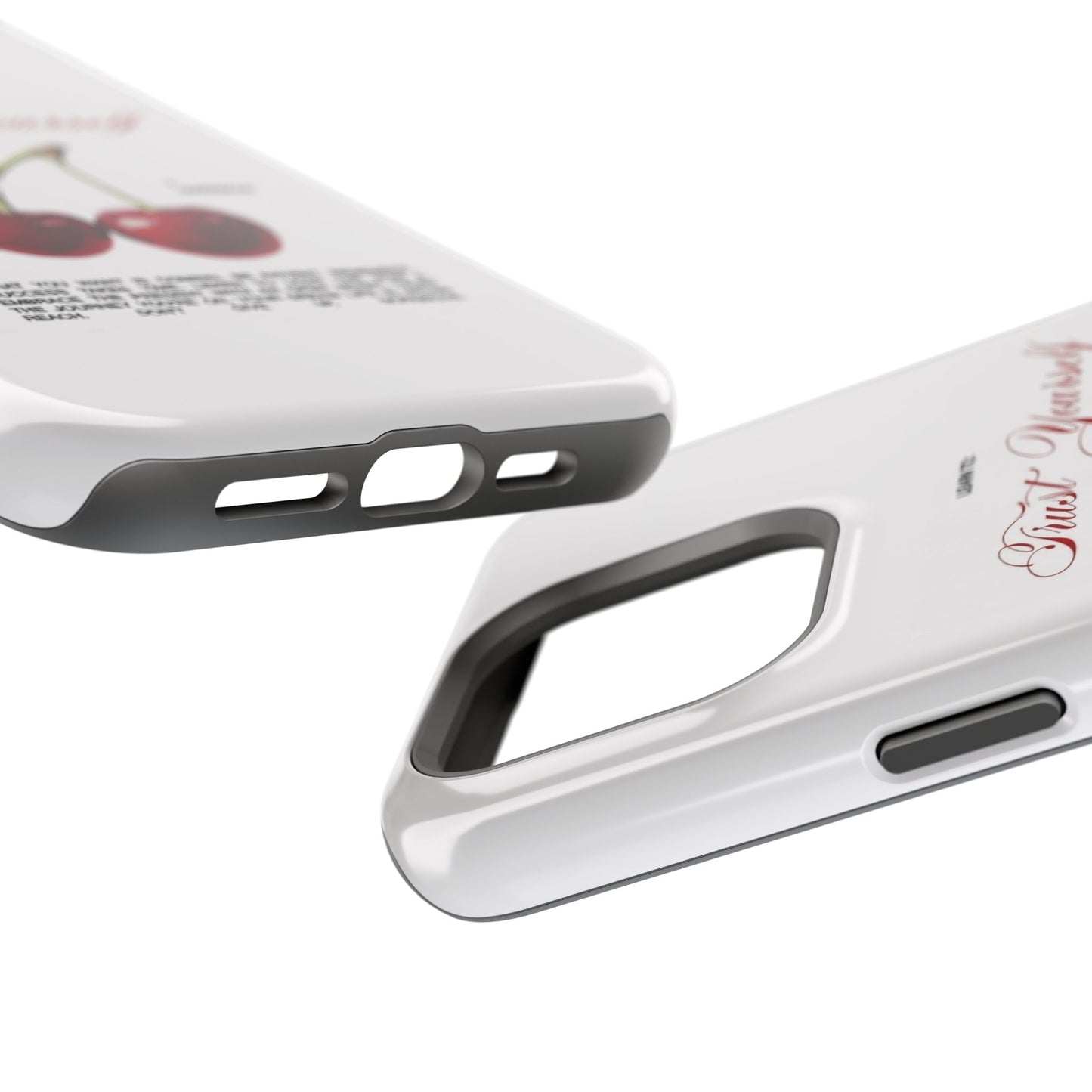 Magnetic IPhone Cases, Motivational Cherry Graphic, Fashionable Feminine Gift Idea, Durable Impact-Resistant, Fashion Accessory,