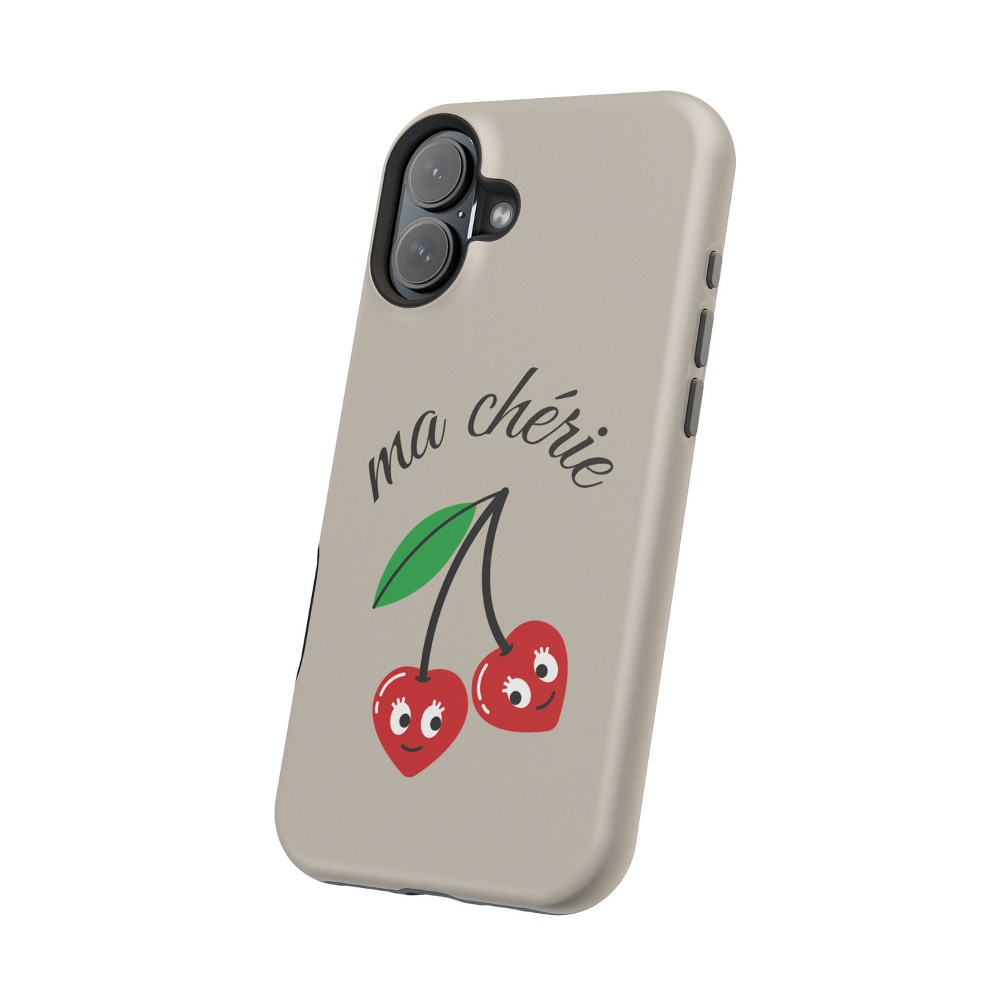 Magnetic IPhone Cases, Cute Cherry Graphic French Inspired, Fashionable Feminine Gift Idea, Durable Impact-Resistant, Fashion Accessory,