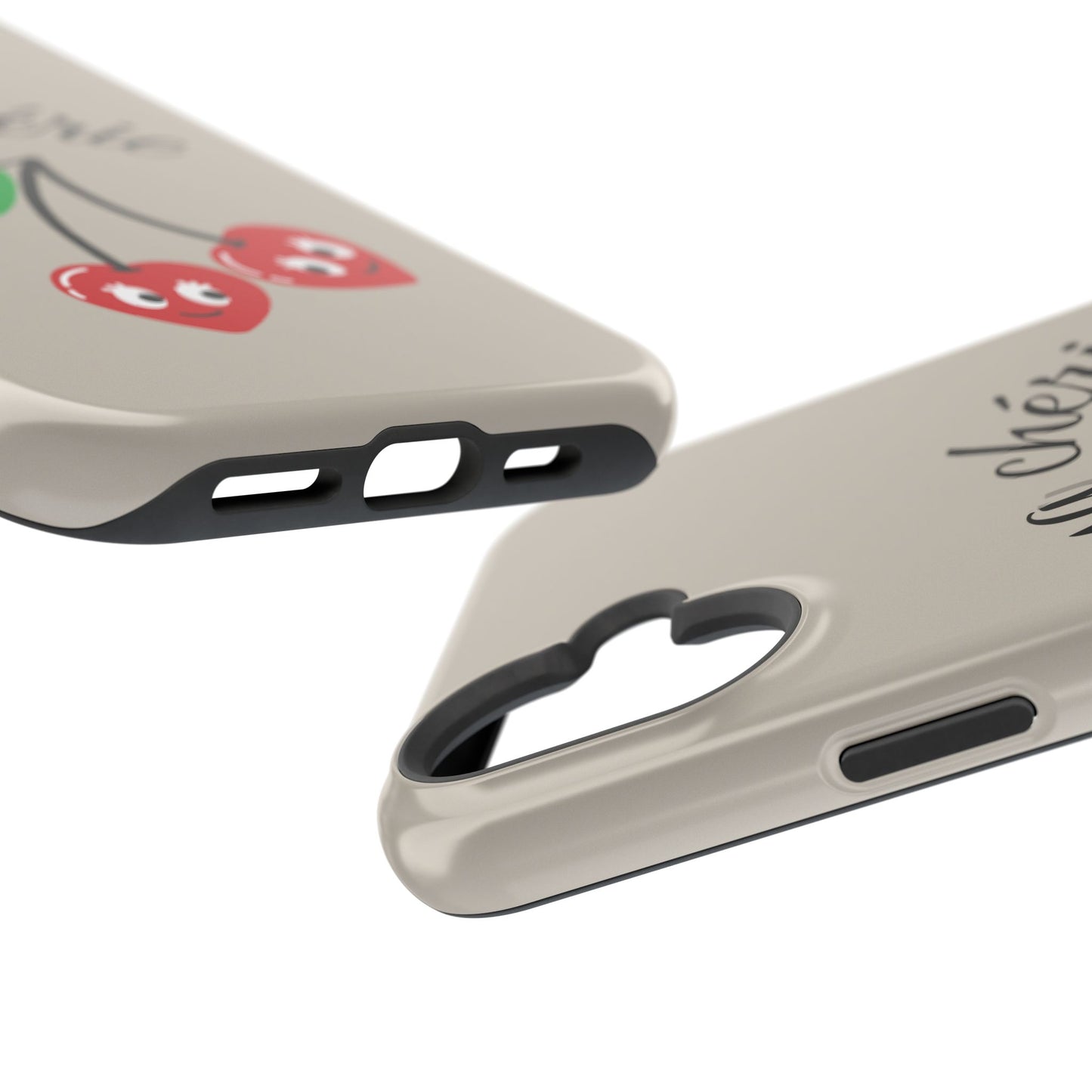 Magnetic IPhone Cases, Cute Cherry Graphic French Inspired, Fashionable Feminine Gift Idea, Durable Impact-Resistant, Fashion Accessory,