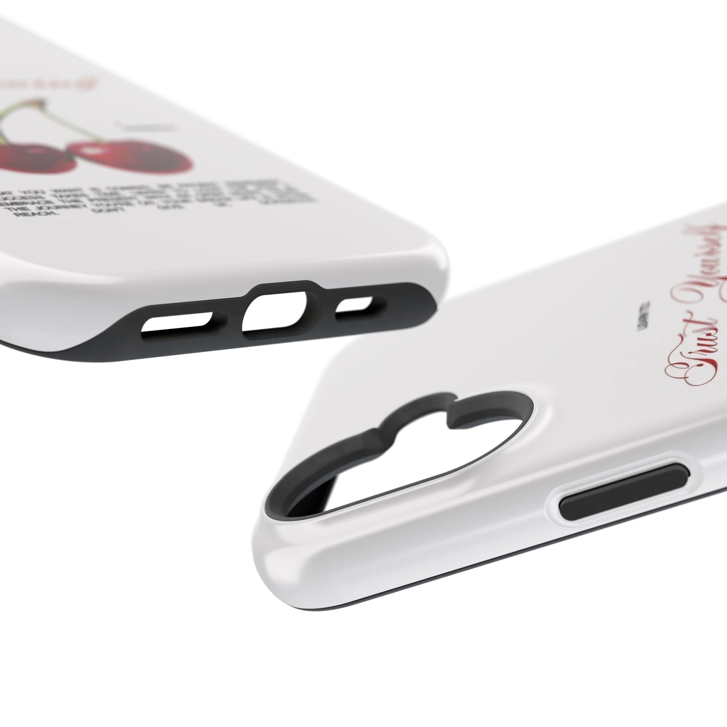 Magnetic IPhone Cases, Motivational Cherry Graphic, Fashionable Feminine Gift Idea, Durable Impact-Resistant, Fashion Accessory,