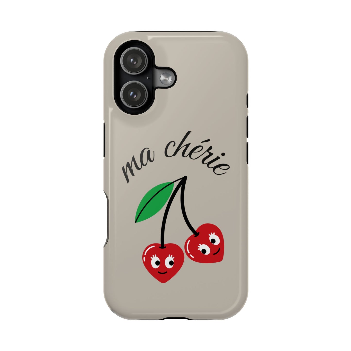 Magnetic IPhone Cases, Cute Cherry Graphic French Inspired, Fashionable Feminine Gift Idea, Durable Impact-Resistant, Fashion Accessory,