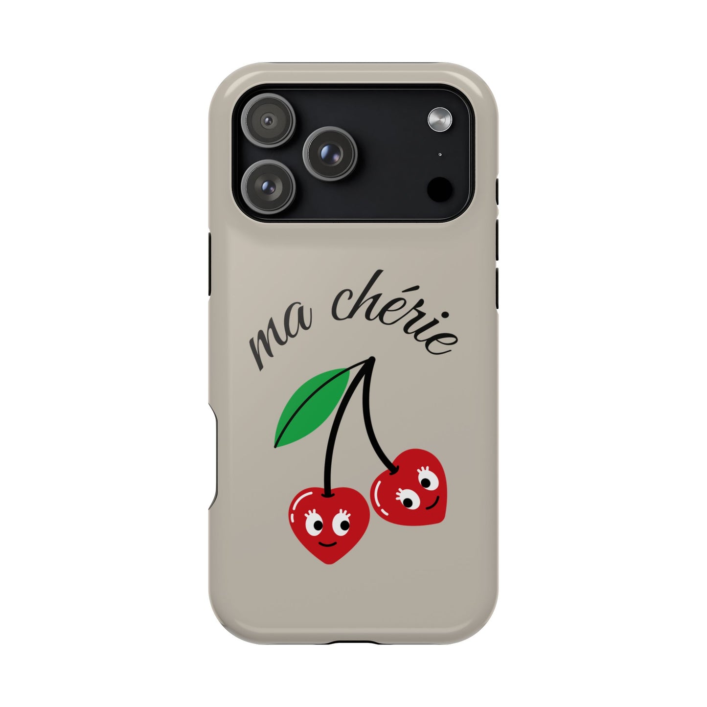 Magnetic IPhone Cases, Cute Cherry Graphic French Inspired, Fashionable Feminine Gift Idea, Durable Impact-Resistant, Fashion Accessory,