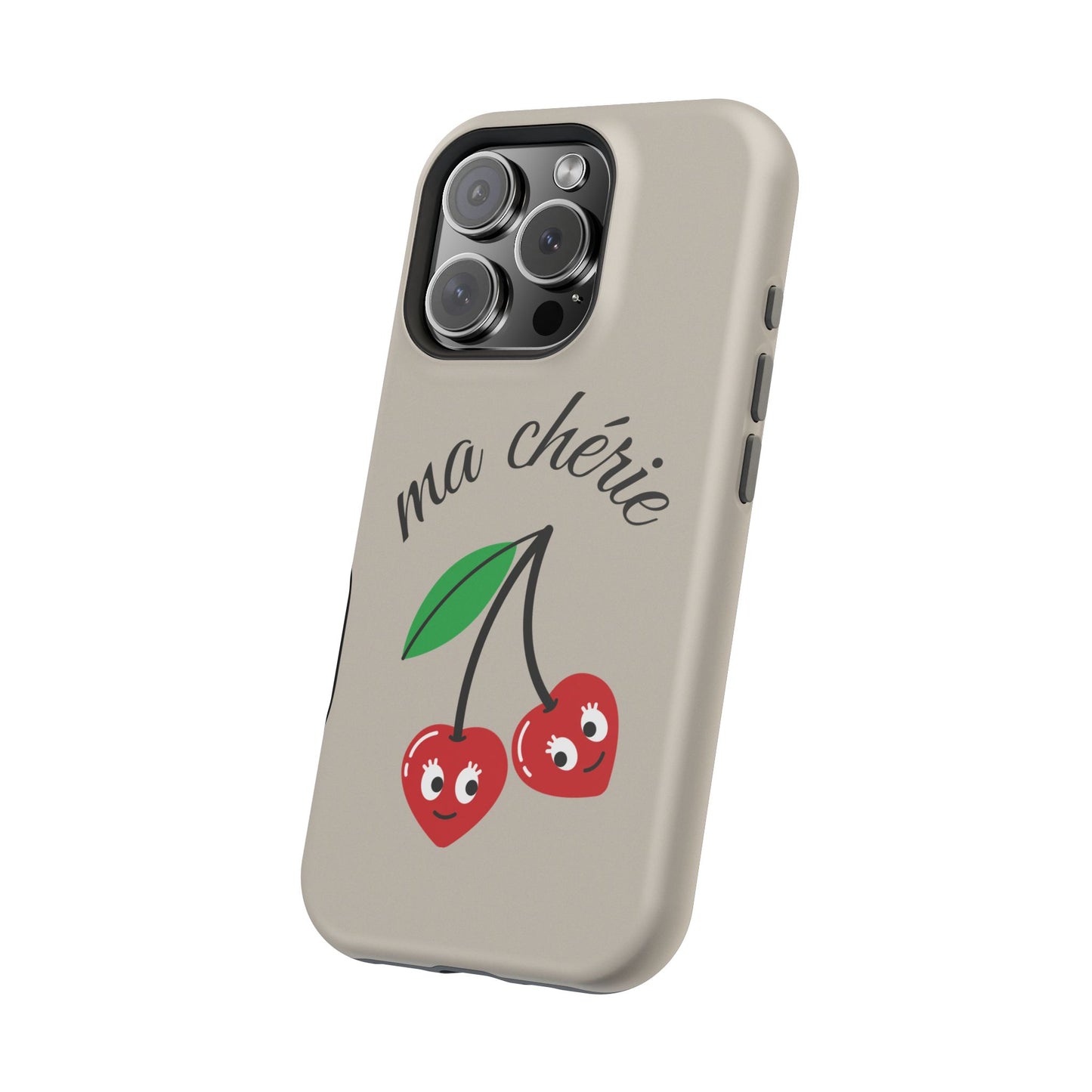 Magnetic IPhone Cases, Cute Cherry Graphic French Inspired, Fashionable Feminine Gift Idea, Durable Impact-Resistant, Fashion Accessory,