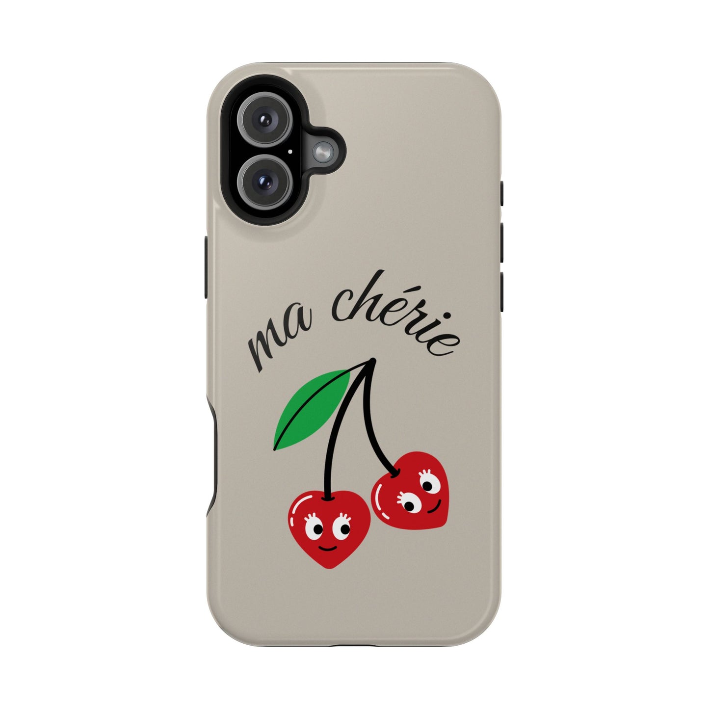 Magnetic IPhone Cases, Cute Cherry Graphic French Inspired, Fashionable Feminine Gift Idea, Durable Impact-Resistant, Fashion Accessory,