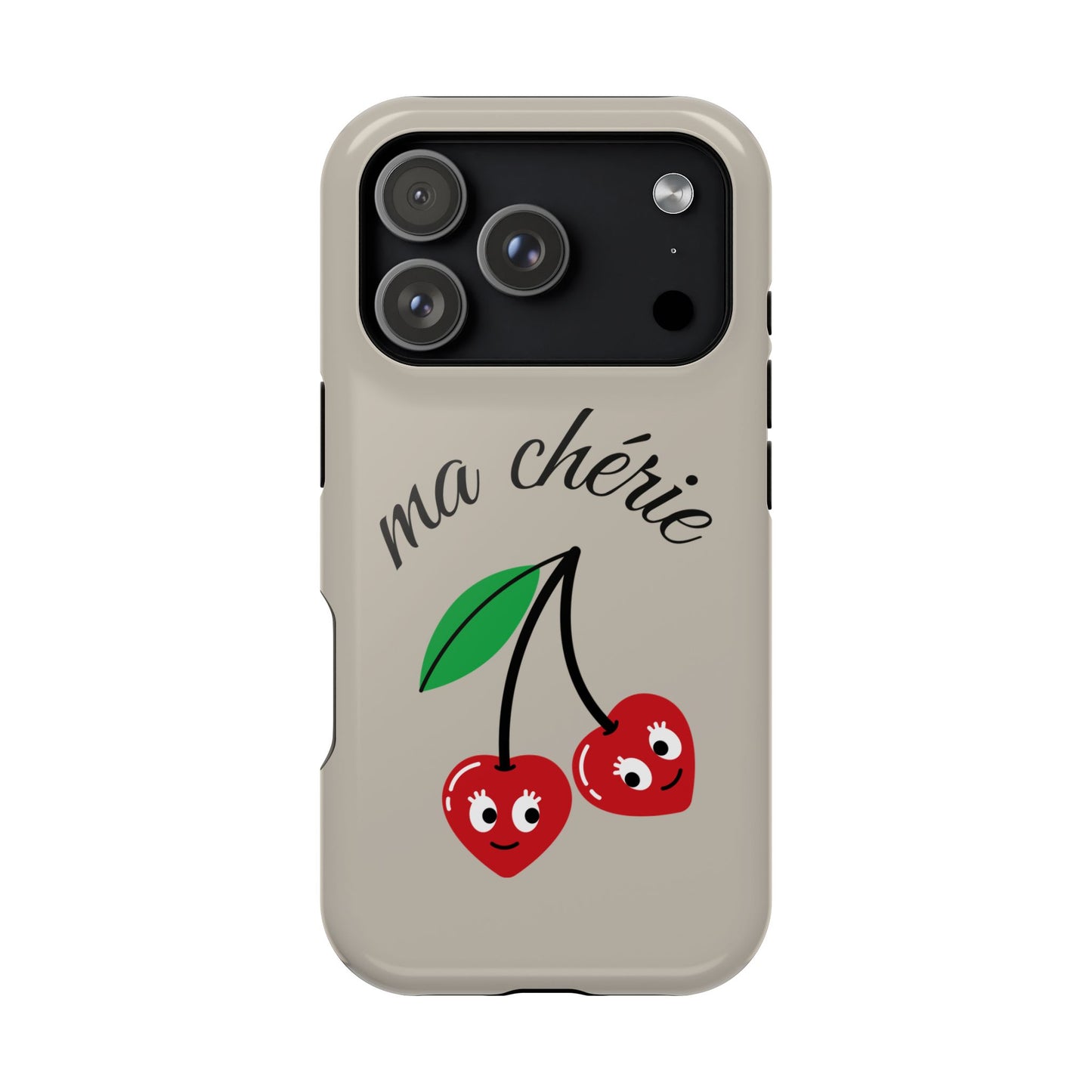 Magnetic IPhone Cases, Cute Cherry Graphic French Inspired, Fashionable Feminine Gift Idea, Durable Impact-Resistant, Fashion Accessory,