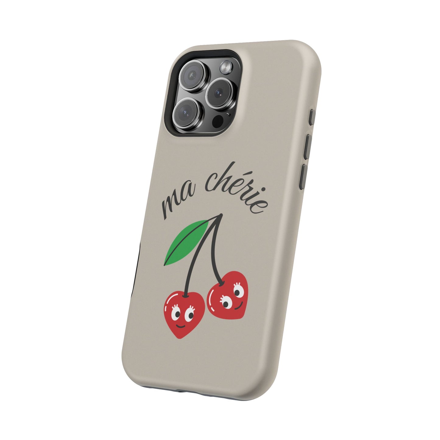 Magnetic IPhone Cases, Cute Cherry Graphic French Inspired, Fashionable Feminine Gift Idea, Durable Impact-Resistant, Fashion Accessory,