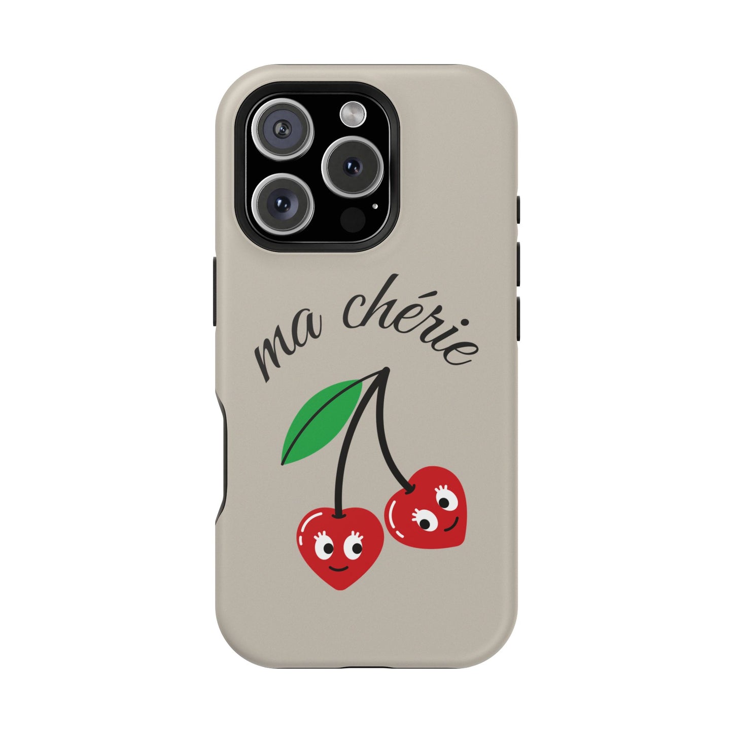 Magnetic IPhone Cases, Cute Cherry Graphic French Inspired, Fashionable Feminine Gift Idea, Durable Impact-Resistant, Fashion Accessory,
