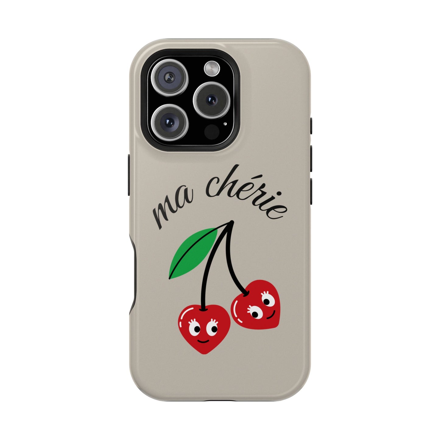 Magnetic IPhone Cases, Cute Cherry Graphic French Inspired, Fashionable Feminine Gift Idea, Durable Impact-Resistant, Fashion Accessory,