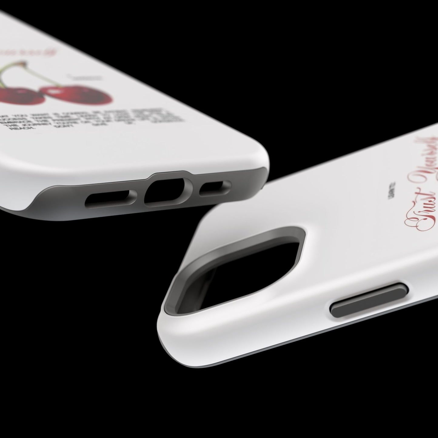 Magnetic IPhone Cases, Motivational Cherry Graphic, Fashionable Feminine Gift Idea, Durable Impact-Resistant, Fashion Accessory,