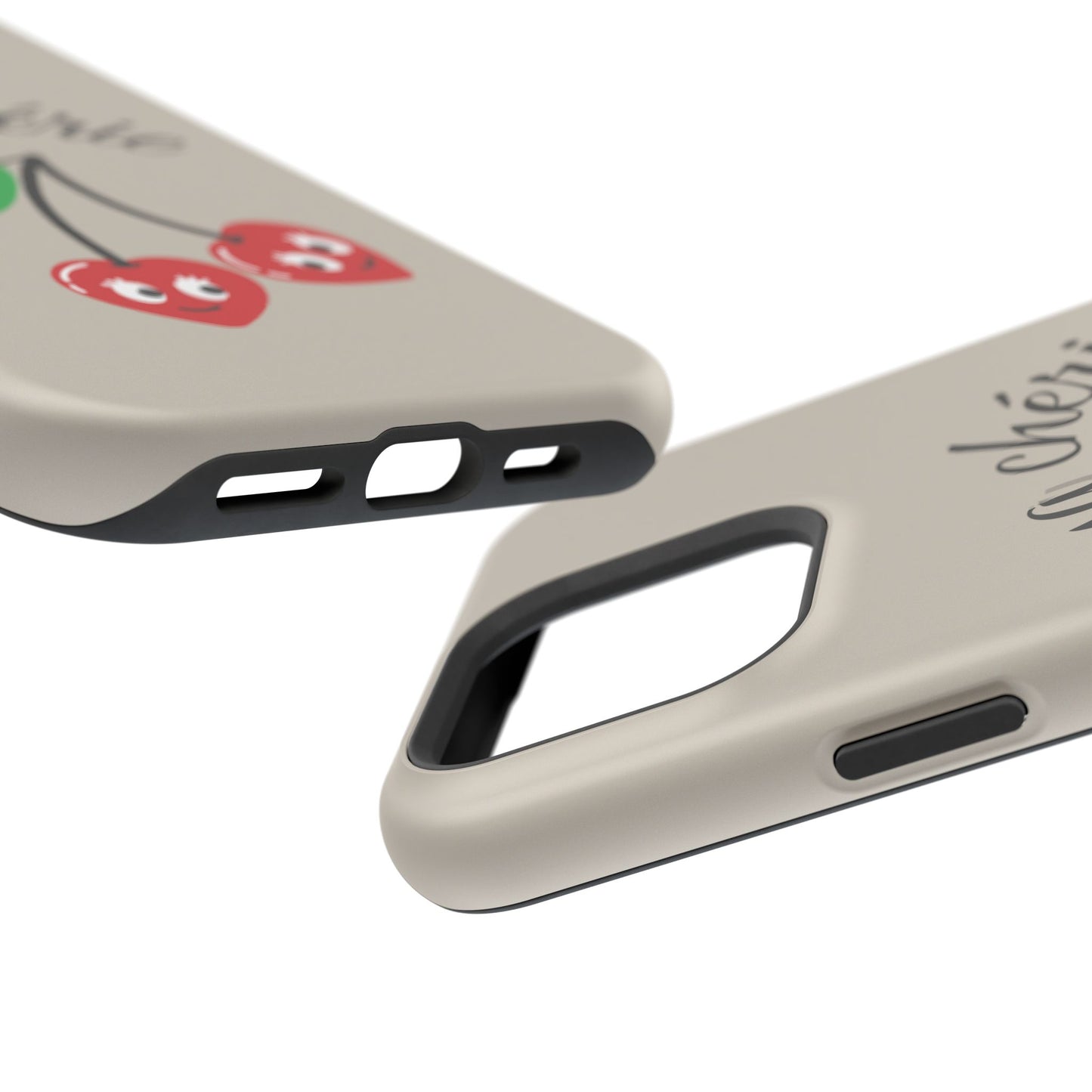 Magnetic IPhone Cases, Cute Cherry Graphic French Inspired, Fashionable Feminine Gift Idea, Durable Impact-Resistant, Fashion Accessory,