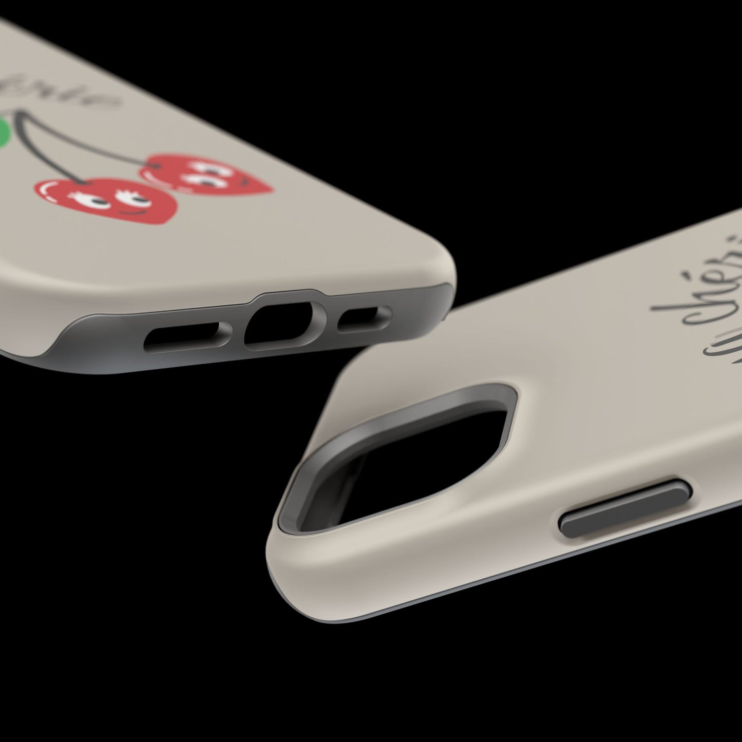 Magnetic IPhone Cases, Cute Cherry Graphic French Inspired, Fashionable Feminine Gift Idea, Durable Impact-Resistant, Fashion Accessory,