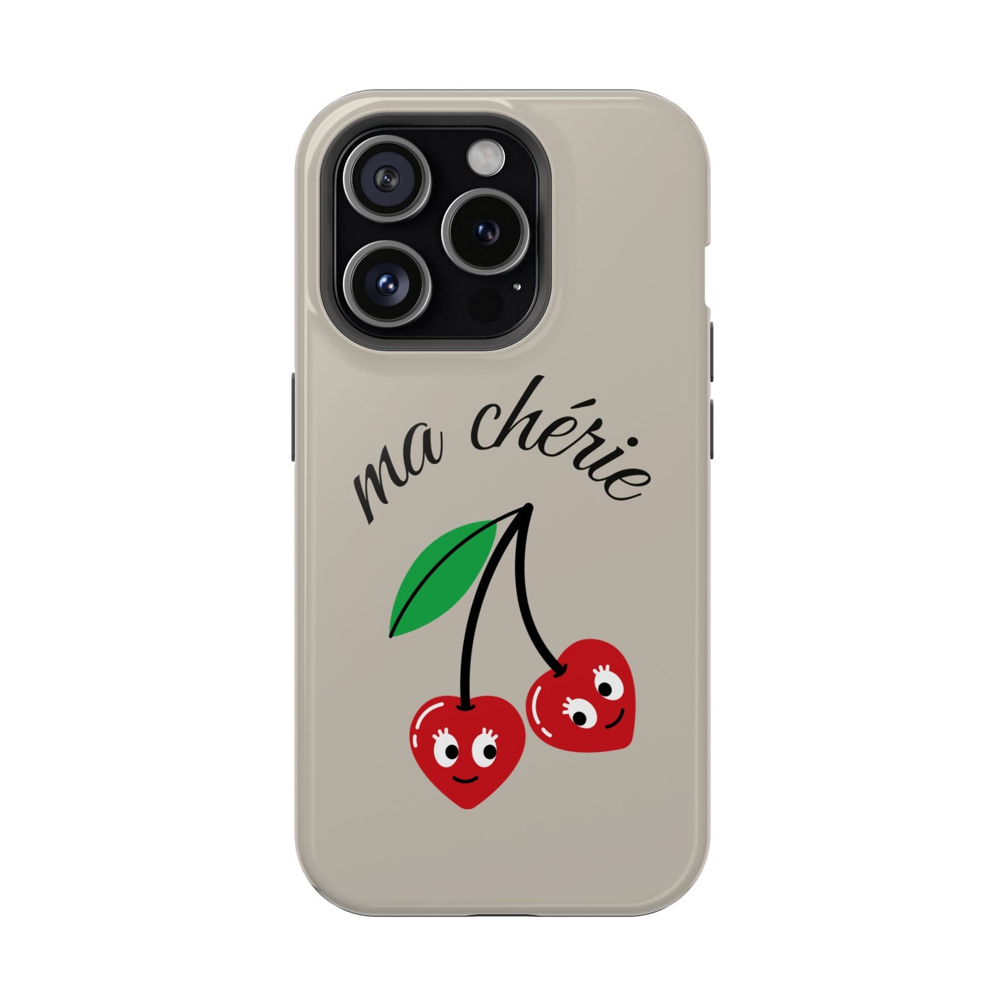 Magnetic IPhone Cases, Cute Cherry Graphic French Inspired, Fashionable Feminine Gift Idea, Durable Impact-Resistant, Fashion Accessory,