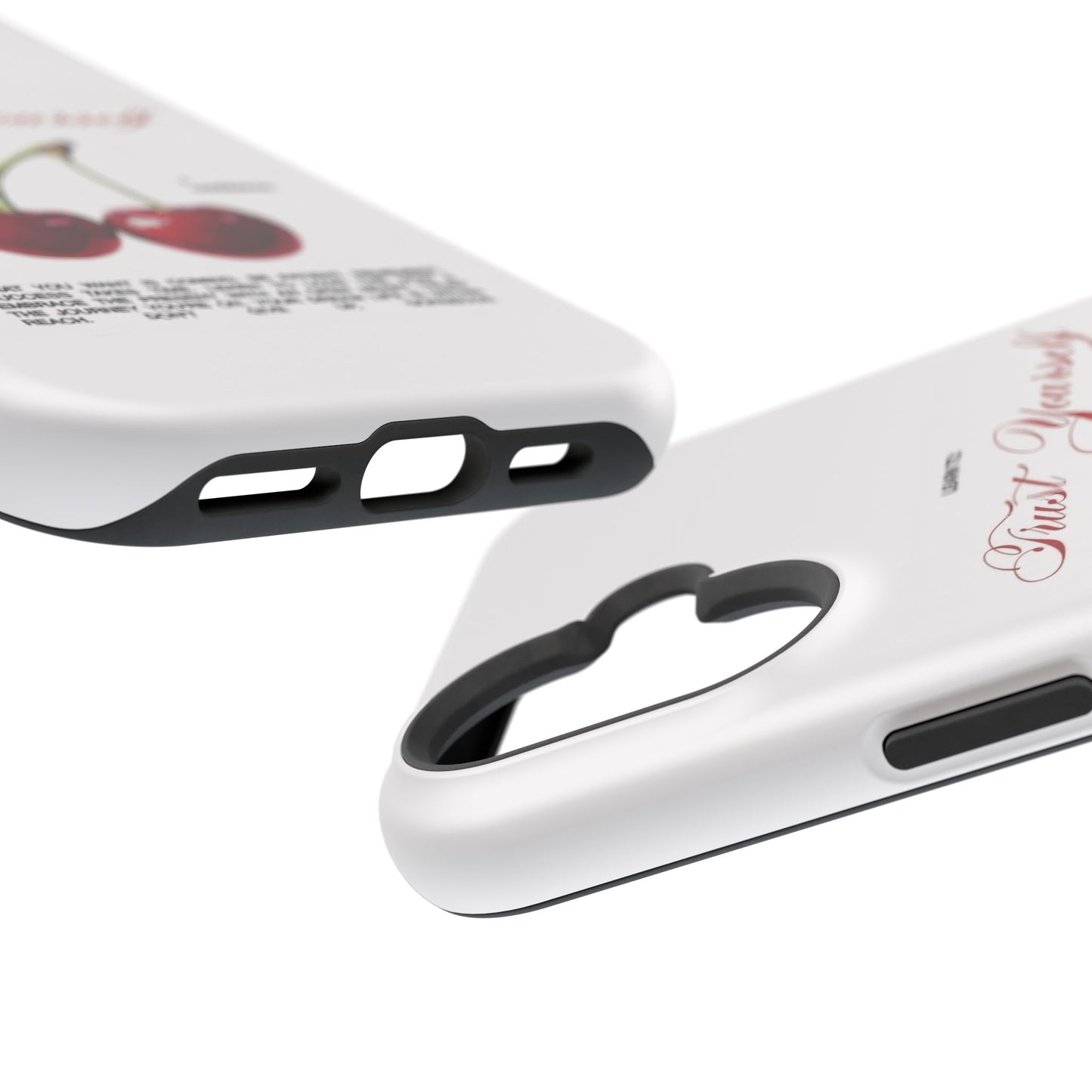 Magnetic IPhone Cases, Motivational Cherry Graphic, Fashionable Feminine Gift Idea, Durable Impact-Resistant, Fashion Accessory,