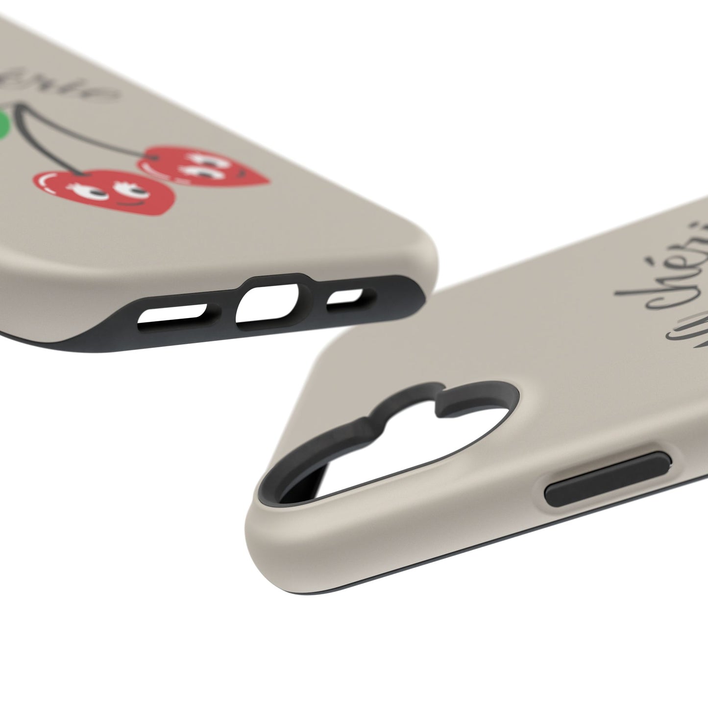 Magnetic IPhone Cases, Cute Cherry Graphic French Inspired, Fashionable Feminine Gift Idea, Durable Impact-Resistant, Fashion Accessory,