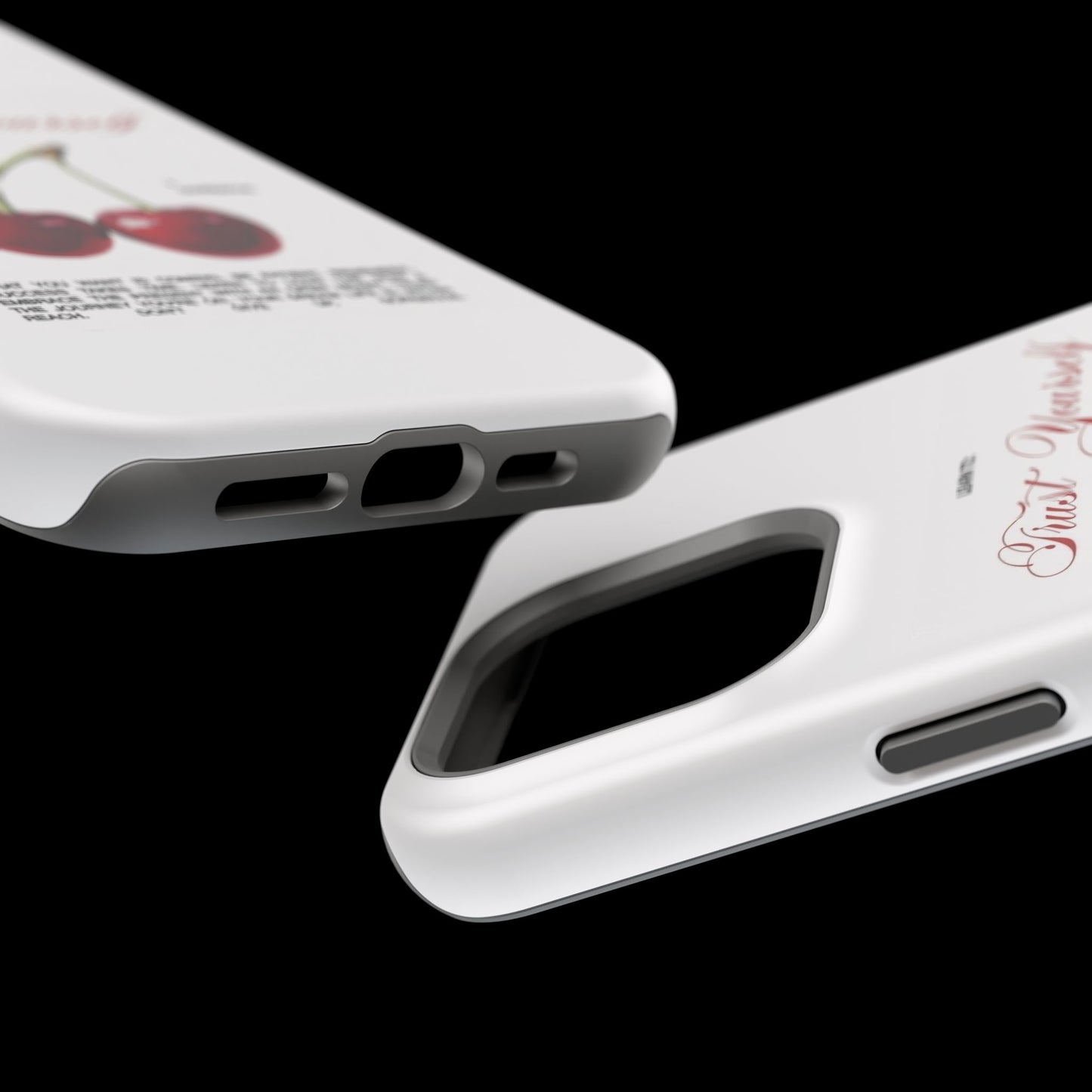 Magnetic IPhone Cases, Motivational Cherry Graphic, Fashionable Feminine Gift Idea, Durable Impact-Resistant, Fashion Accessory,