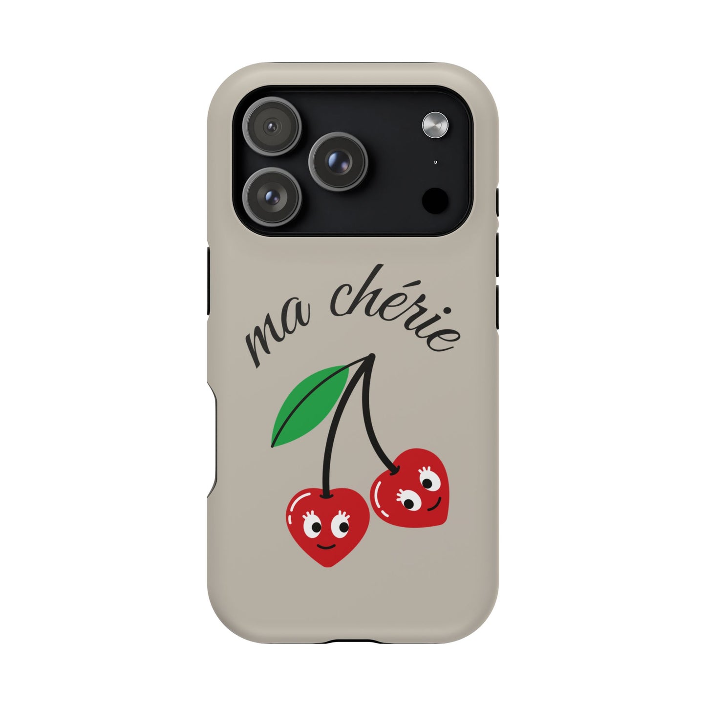 Magnetic IPhone Cases, Cute Cherry Graphic French Inspired, Fashionable Feminine Gift Idea, Durable Impact-Resistant, Fashion Accessory,