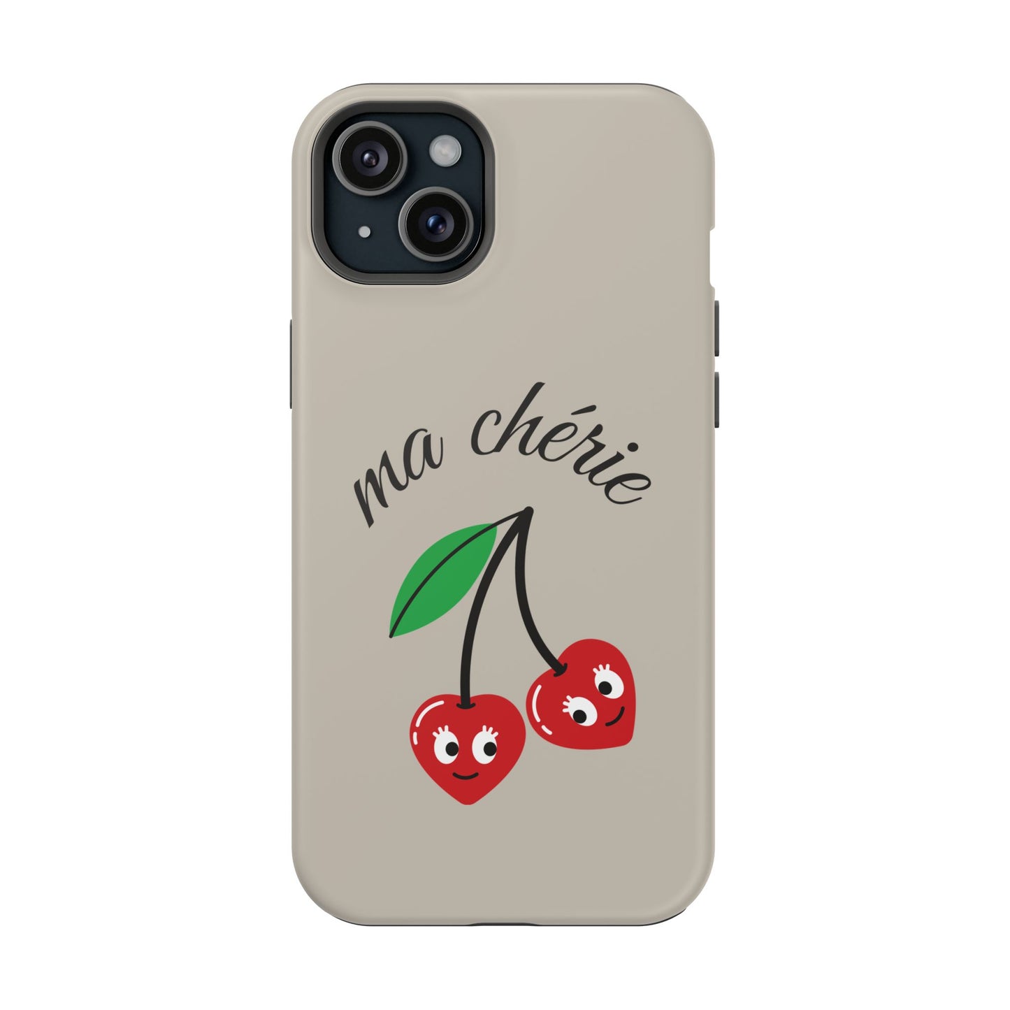 Magnetic IPhone Cases, Cute Cherry Graphic French Inspired, Fashionable Feminine Gift Idea, Durable Impact-Resistant, Fashion Accessory,