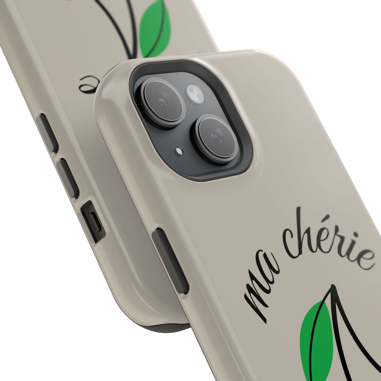 Magnetic IPhone Cases, Cute Cherry Graphic French Inspired, Fashionable Feminine Gift Idea, Durable Impact-Resistant, Fashion Accessory,