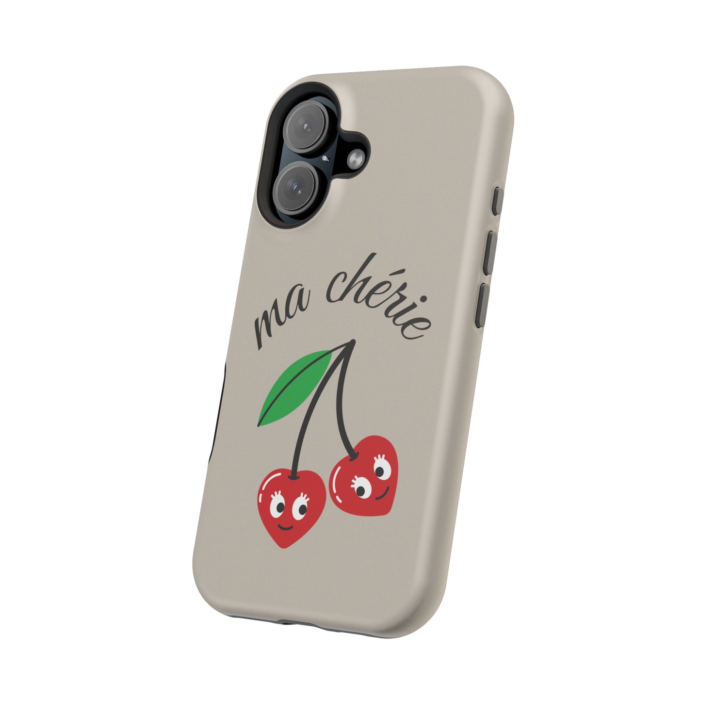Magnetic IPhone Cases, Cute Cherry Graphic French Inspired, Fashionable Feminine Gift Idea, Durable Impact-Resistant, Fashion Accessory,