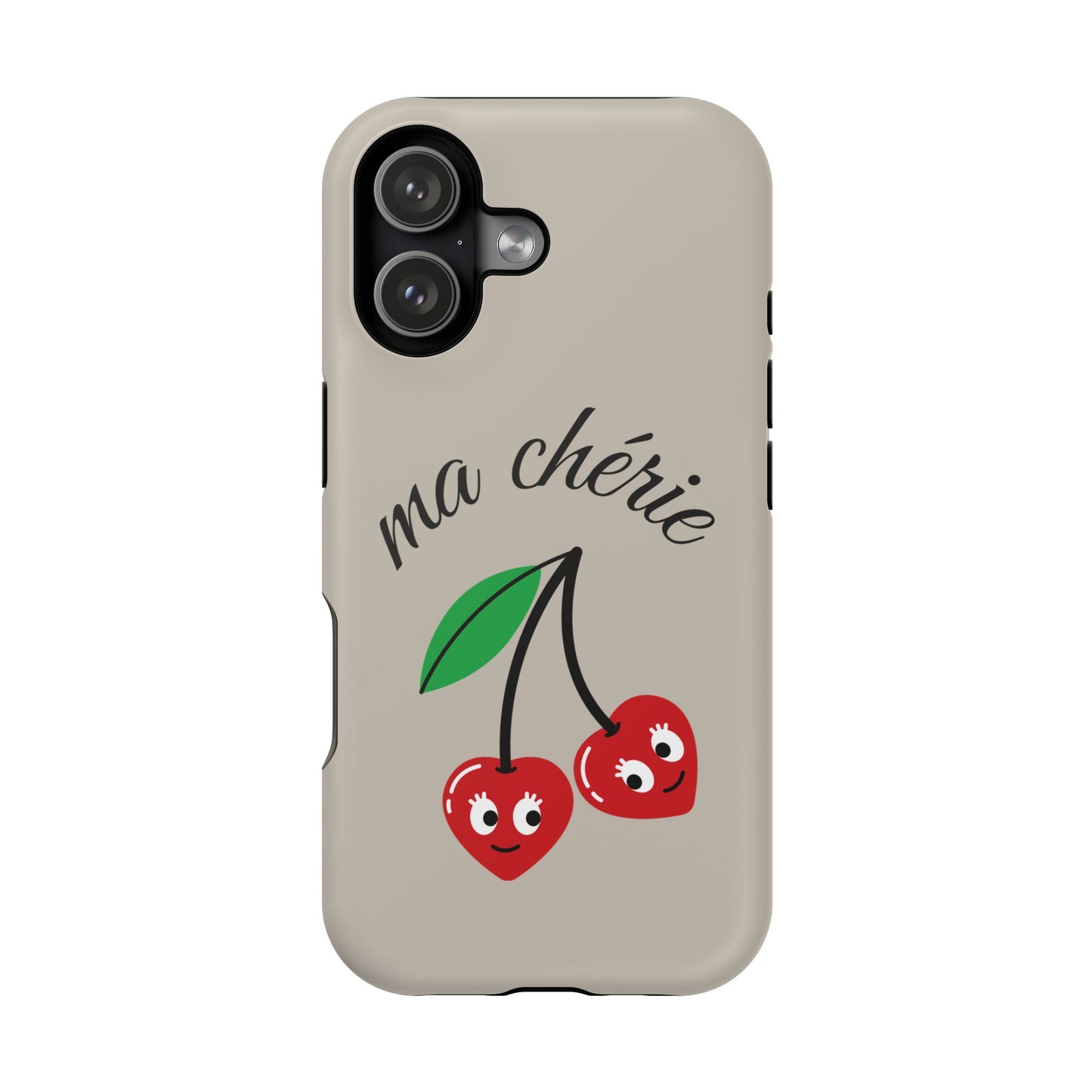 Magnetic IPhone Cases, Cute Cherry Graphic French Inspired, Fashionable Feminine Gift Idea, Durable Impact-Resistant, Fashion Accessory,