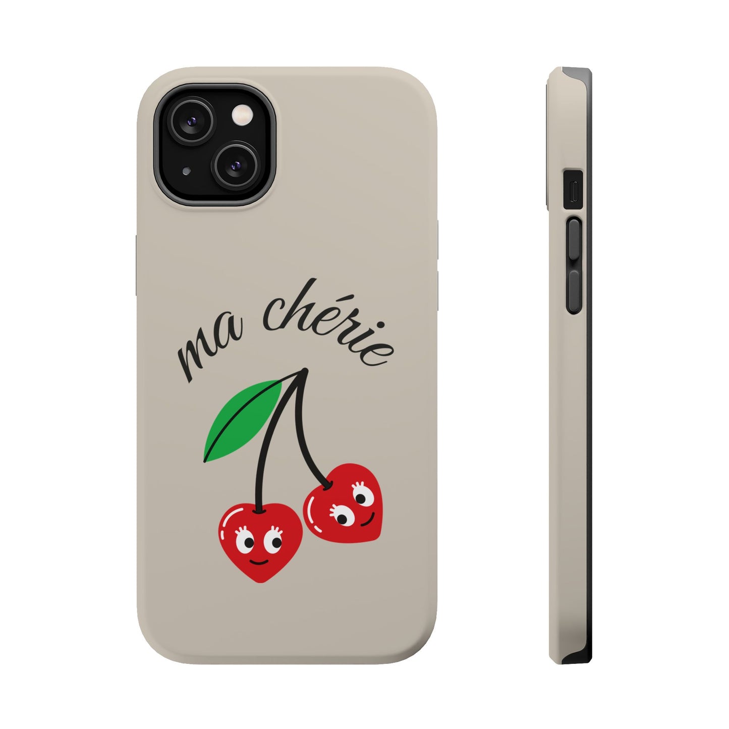Magnetic IPhone Cases, Cute Cherry Graphic French Inspired, Fashionable Feminine Gift Idea, Durable Impact-Resistant, Fashion Accessory,