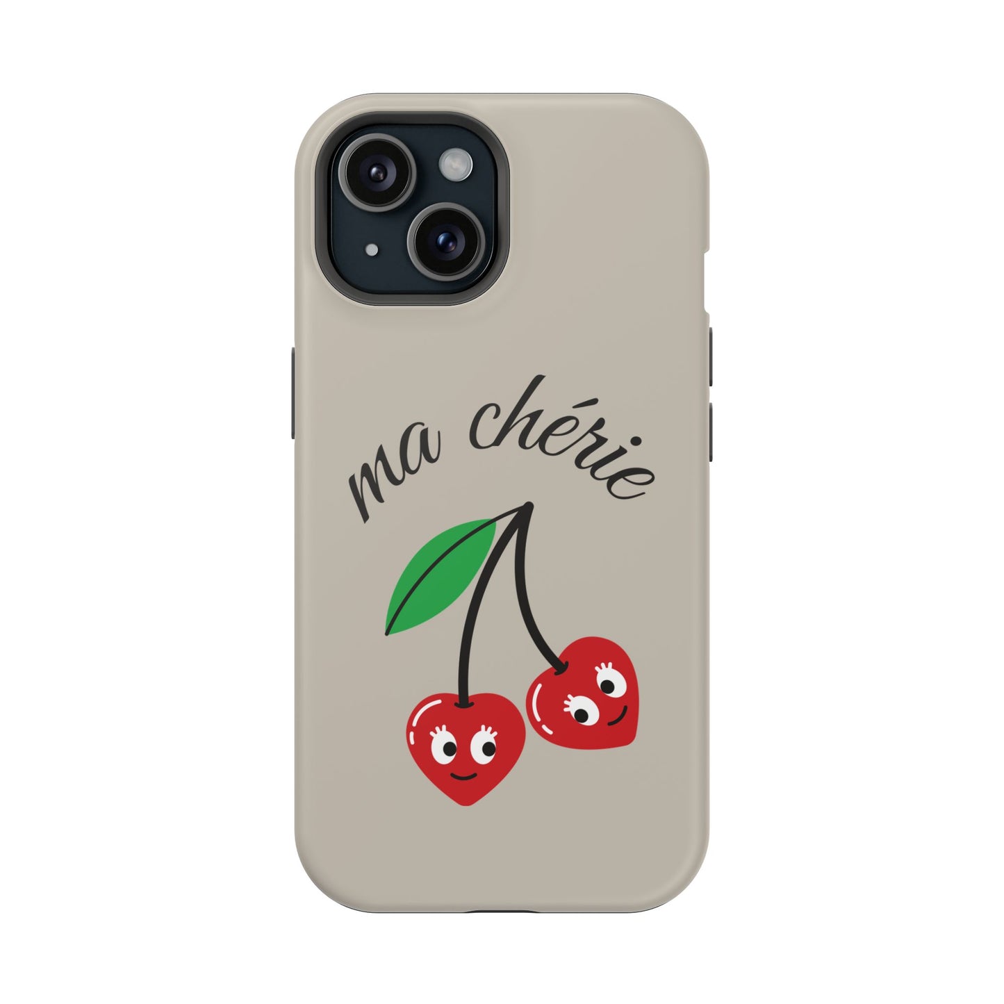 Magnetic IPhone Cases, Cute Cherry Graphic French Inspired, Fashionable Feminine Gift Idea, Durable Impact-Resistant, Fashion Accessory,