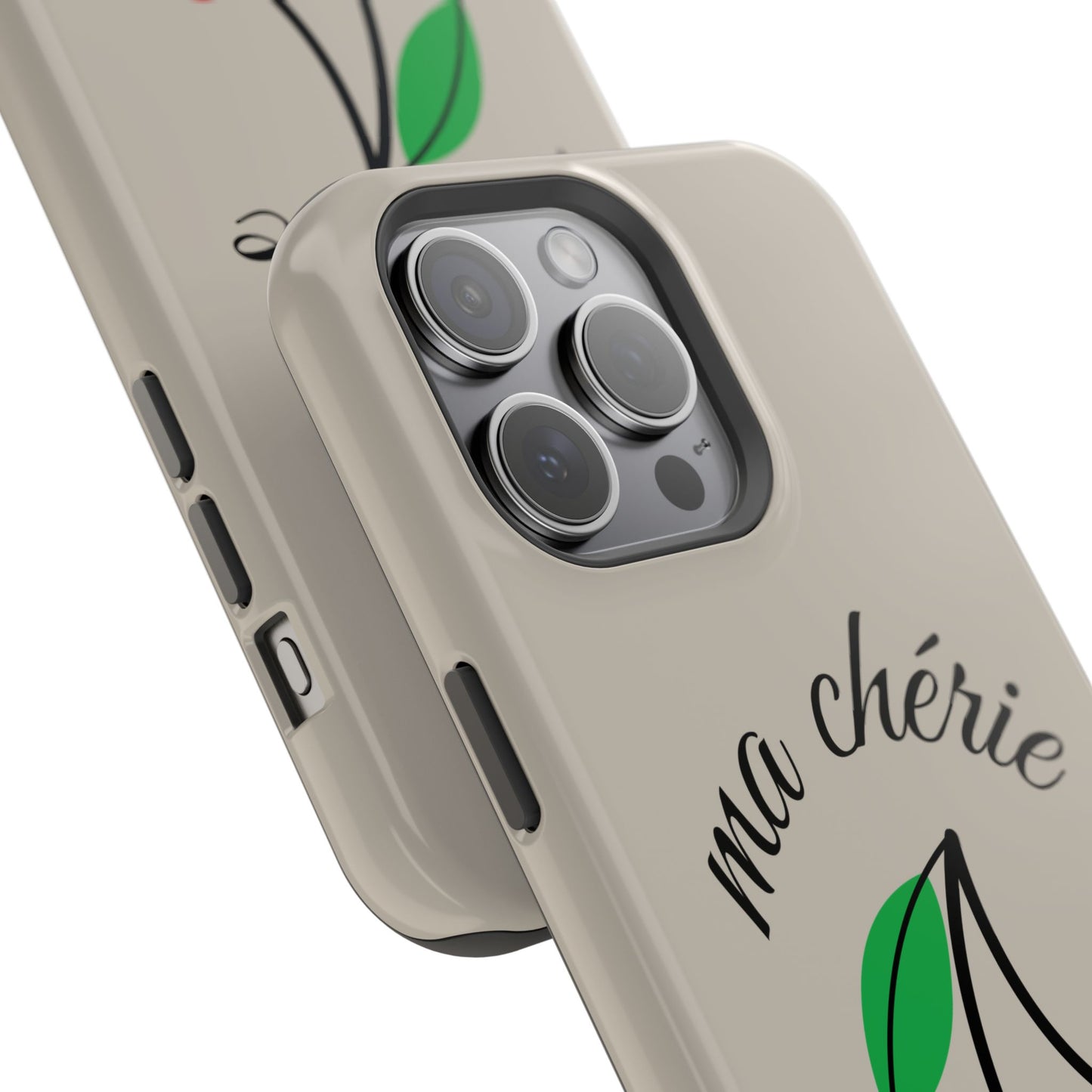 Magnetic IPhone Cases, Cute Cherry Graphic French Inspired, Fashionable Feminine Gift Idea, Durable Impact-Resistant, Fashion Accessory,