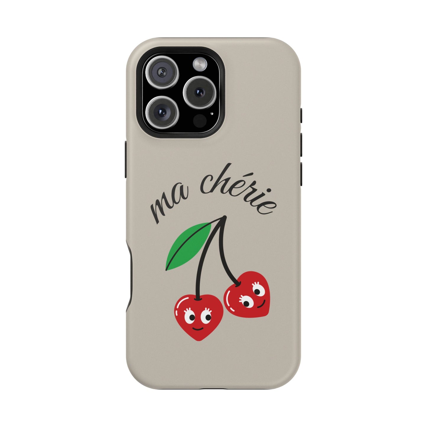 Magnetic IPhone Cases, Cute Cherry Graphic French Inspired, Fashionable Feminine Gift Idea, Durable Impact-Resistant, Fashion Accessory,