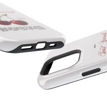 Magnetic IPhone Cases, Motivational Cherry Graphic, Fashionable Feminine Gift Idea, Durable Impact-Resistant, Fashion Accessory,