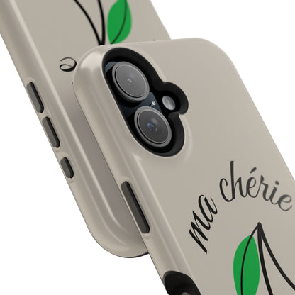 Magnetic IPhone Cases, Cute Cherry Graphic French Inspired, Fashionable Feminine Gift Idea, Durable Impact-Resistant, Fashion Accessory,