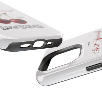 Magnetic IPhone Cases, Motivational Cherry Graphic, Fashionable Feminine Gift Idea, Durable Impact-Resistant, Fashion Accessory,