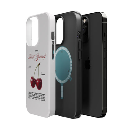 Magnetic IPhone Cases, Motivational Cherry Graphic, Fashionable Feminine Gift Idea, Durable Impact-Resistant, Fashion Accessory,