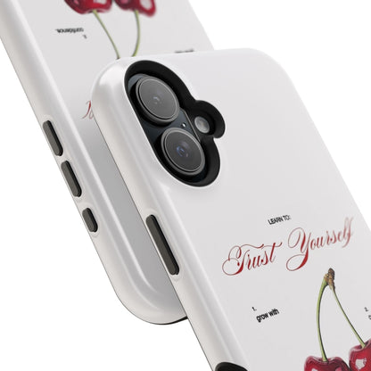Magnetic IPhone Cases, Motivational Cherry Graphic, Fashionable Feminine Gift Idea, Durable Impact-Resistant, Fashion Accessory,