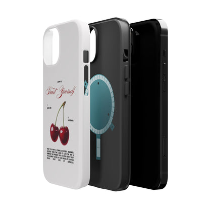 Magnetic IPhone Cases, Motivational Cherry Graphic, Fashionable Feminine Gift Idea, Durable Impact-Resistant, Fashion Accessory,