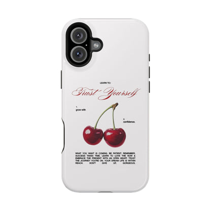 Magnetic IPhone Cases, Motivational Cherry Graphic, Fashionable Feminine Gift Idea, Durable Impact-Resistant, Fashion Accessory,
