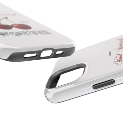 Magnetic IPhone Cases, Motivational Cherry Graphic, Fashionable Feminine Gift Idea, Durable Impact-Resistant, Fashion Accessory,