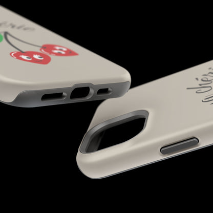 Magnetic IPhone Cases, Cute Cherry Graphic French Inspired, Fashionable Feminine Gift Idea, Durable Impact-Resistant, Fashion Accessory,