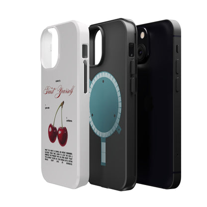 Magnetic IPhone Cases, Motivational Cherry Graphic, Fashionable Feminine Gift Idea, Durable Impact-Resistant, Fashion Accessory,