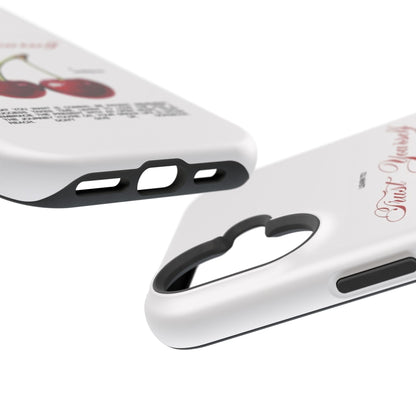 Magnetic IPhone Cases, Motivational Cherry Graphic, Fashionable Feminine Gift Idea, Durable Impact-Resistant, Fashion Accessory,